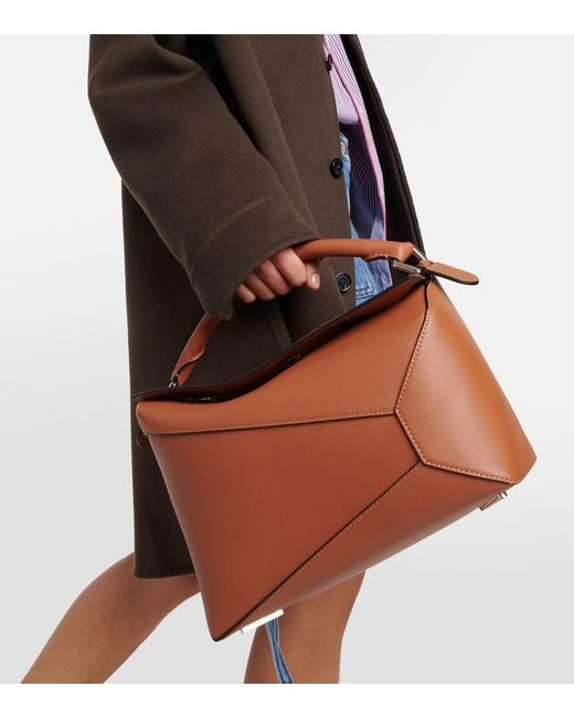 Loewe Brown Puzzle Edge Medium Leather Top-Handle Bag