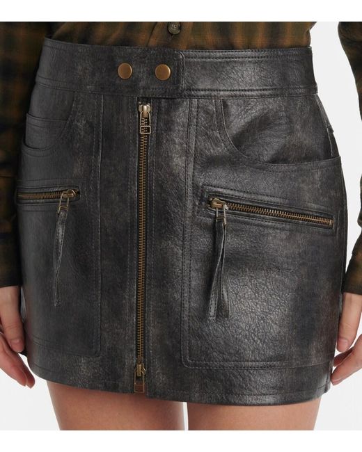 Isabel Marant Gray Claudine Faux Leather Miniskirt