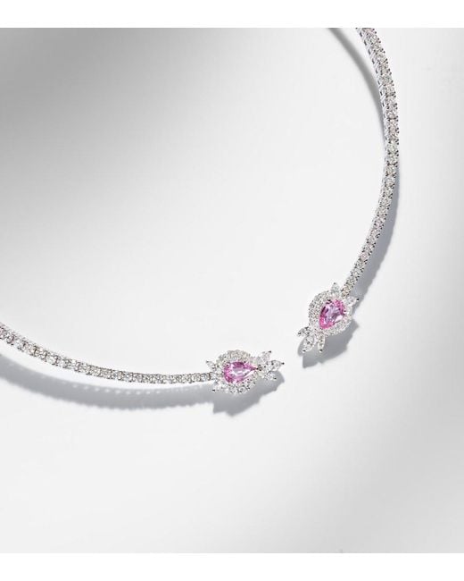 YEPREM Metallic Reign Supreme 18Kt Choker With Sapphire And Diamonds