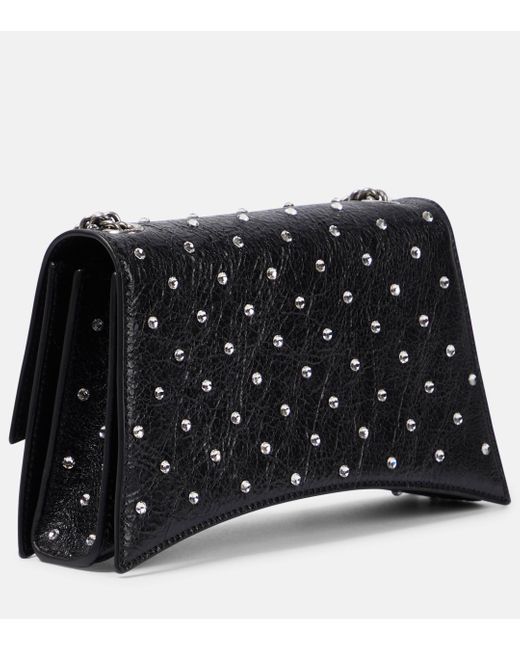 Balenciaga Black Crush Xs Embellished Leather Shoulder Bag