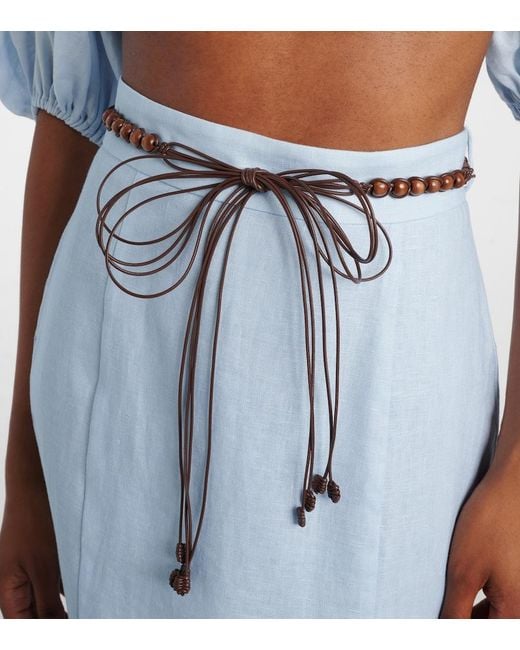 Zimmermann Blue Rhiannon Linen Midi Skirt