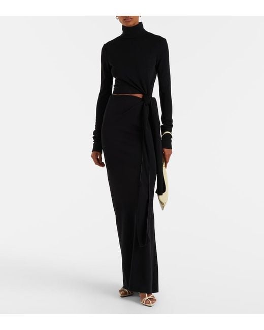 Sportmax Black Cutout Jersey Maxi Dress