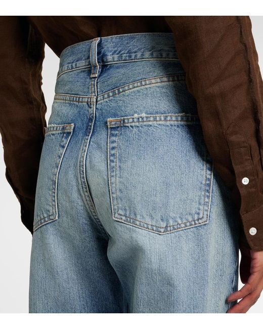 FRAME Blue The Stack Wide-Leg Jeans