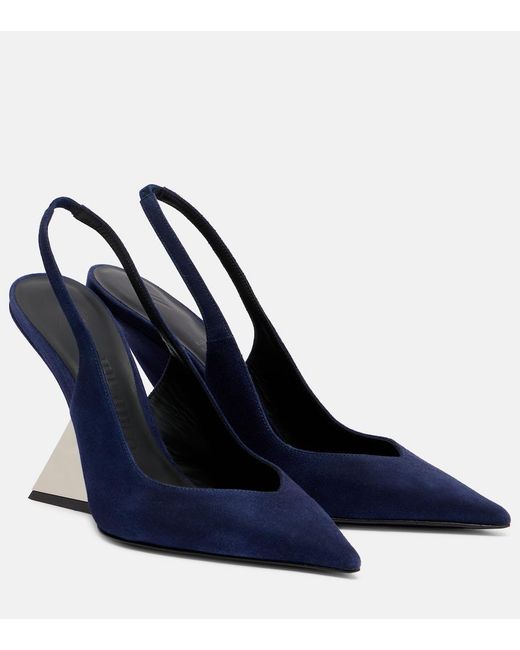The Attico Blue Cheope 105 Suede Slingback Pumps