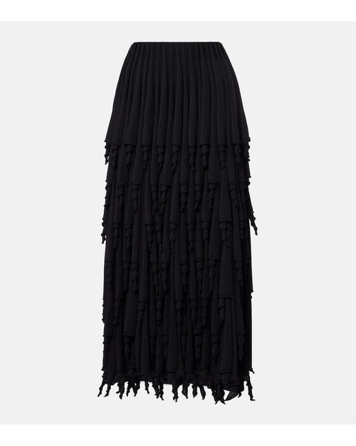 Alaïa Black Maxirock Aus Einem Wollgemisch