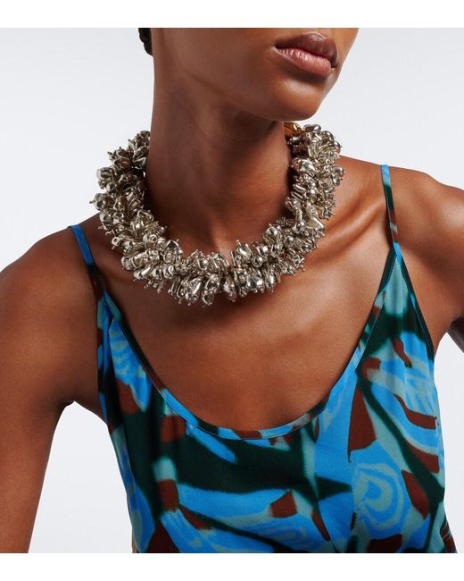 Dries Van Noten Metallic Beaded Embellished Necklace