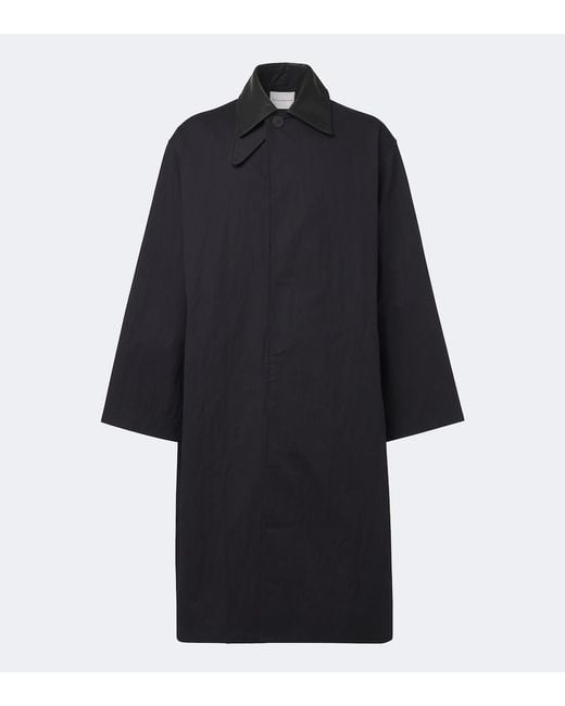 Studio Nicholson Blue Revere Leather-Trimmed Cotton-Blend Trench Coat for men