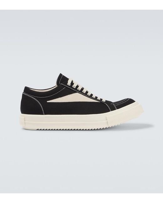 Rick Owens White Vintage Suede-Trimmed Canvas Sneakers for men