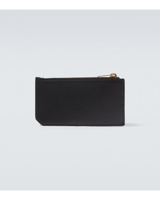 Saint Laurent Black Cassandre Leather Wallet for men