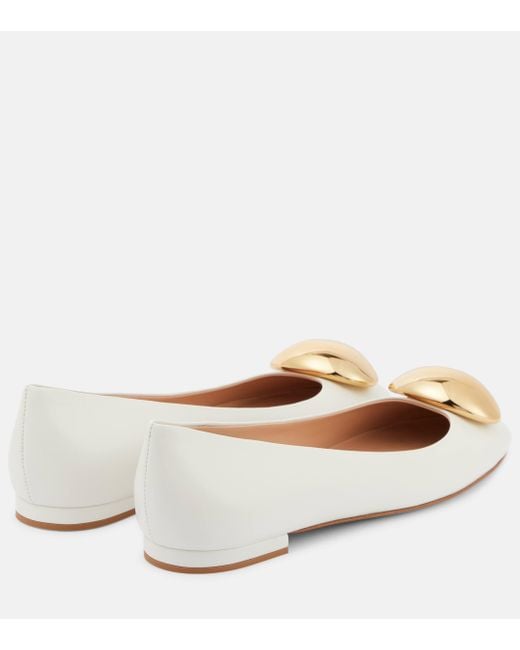 Gianvito Rossi Natural Sphera Leather Ballet Flats
