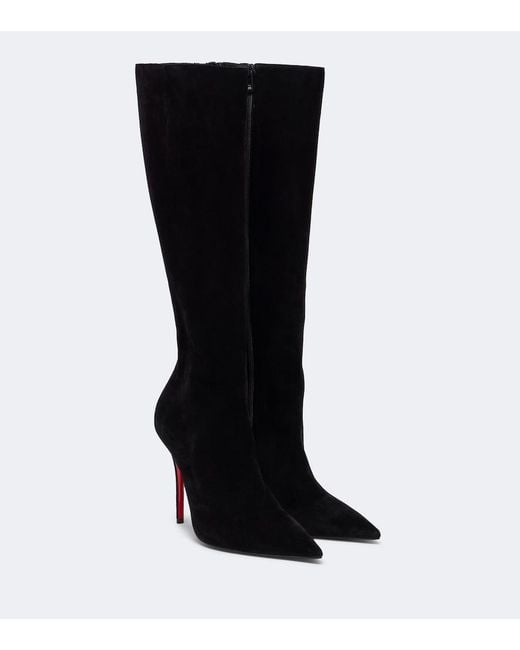 Christian Louboutin Black Miss Z Suede Knee-High Boots