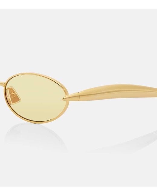 Bottega Veneta Metallic Sardine Oval Sunglasses