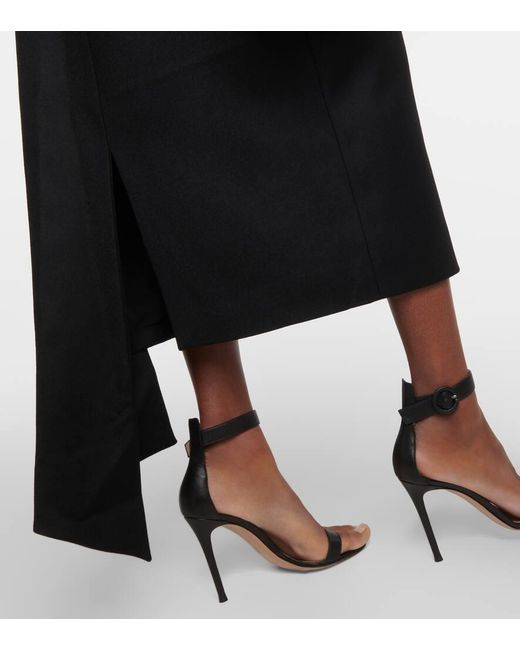 Emilia Wickstead Black Derika Off-the-shoulder Gathered Wool Midi Dress