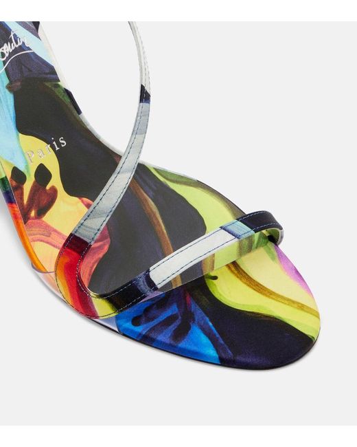 Christian Louboutin Blue Rosa Z 80 Printed Satin Sandals