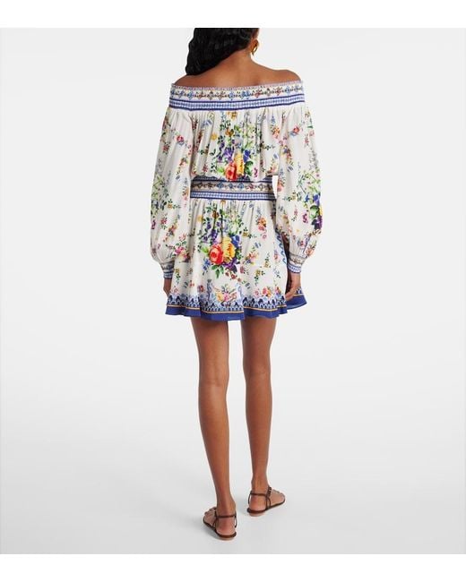 Camilla White Printed Silk Crepe Minidress