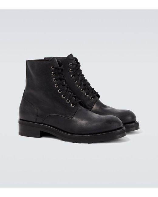 The Row Black Leather Combat Boots for men