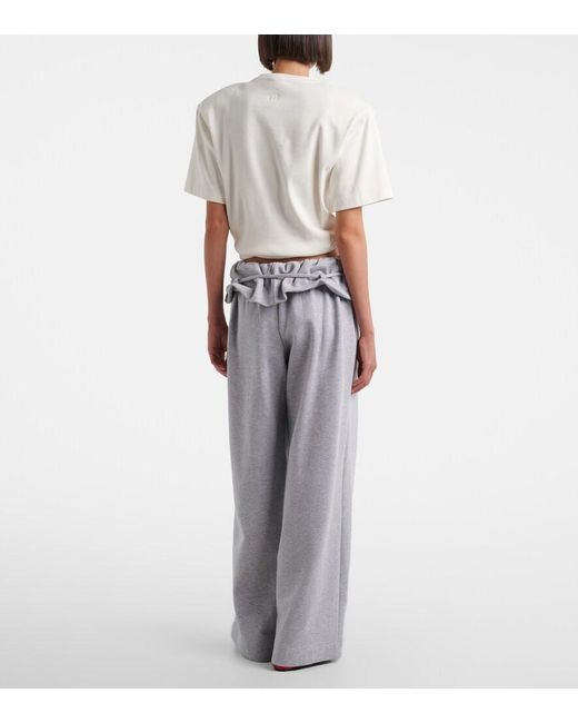 Magda Butrym Gray Ruffled Cotton-Blend Sweatpants