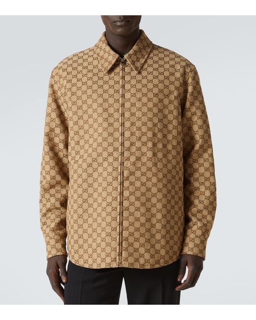 Gucci Brown Gg Shirt Jacket for men