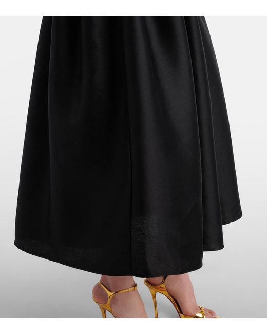 Self-Portrait Black Belted Keyhole Cutout Taffeta Midi Dress