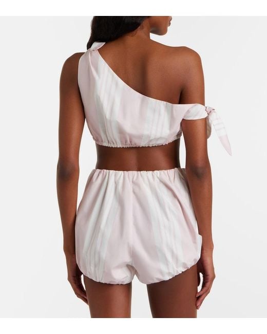 Posse Pink Rosie Asymmetric Striped Cotton Crop Top