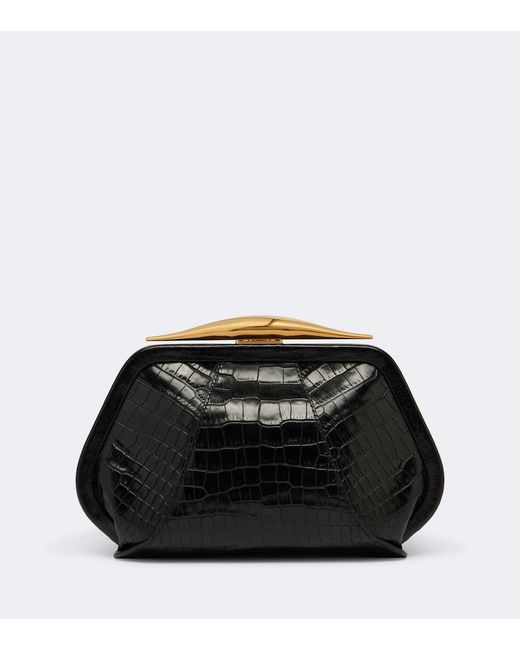 Elie Saab Black The Tresor Small Leather Clutch