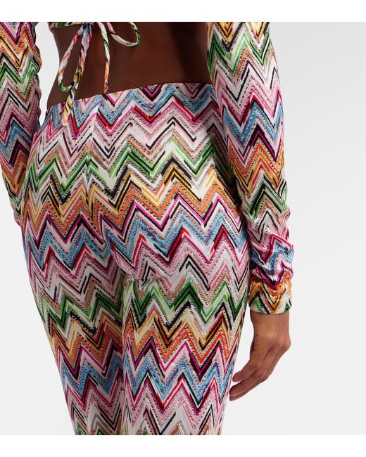 Missoni White Zigzag High-Rise Flared Pants