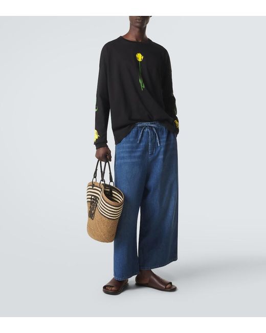 Loewe Blue Paula's Ibiza Cropped Wide-Leg Jeans for men