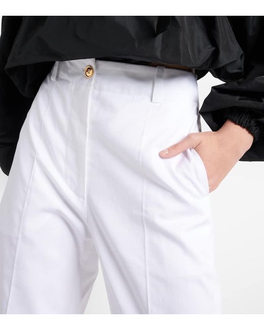 Pantaloni a gamba larga in cotone a vita alta di Patou in White