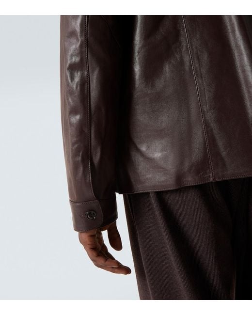 Our Legacy Brown Welding Leather Overshirt for men