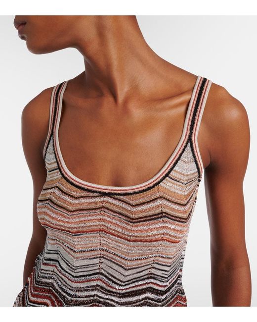 Missoni Brown Zigzag Sequined Lame Top