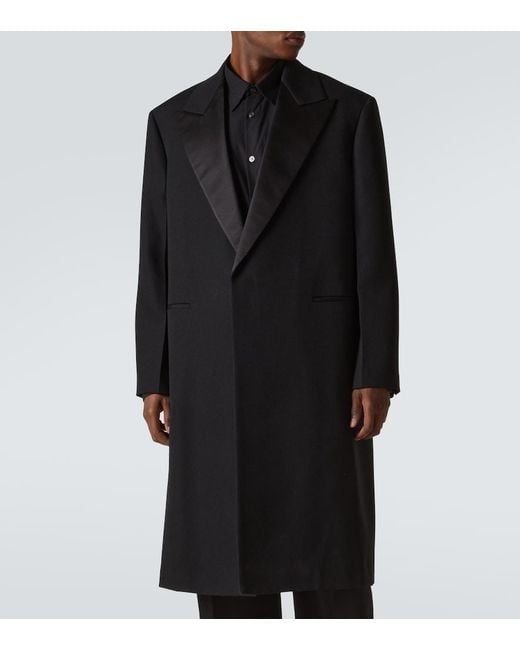 Jil Sander Black Silk-Trimmed Wool Coat for men