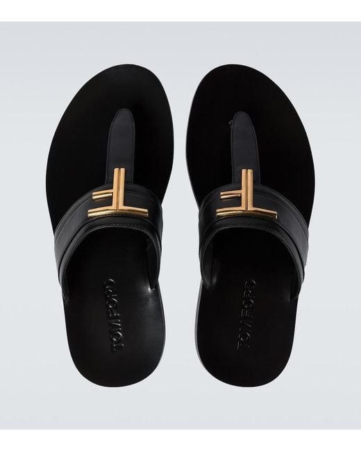 Tom Ford Brown Leather Thong Sandals for men