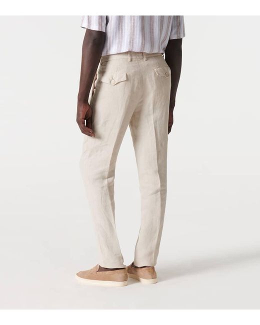 Pantalones slim de lino Brunello Cucinelli de hombre de color Natural