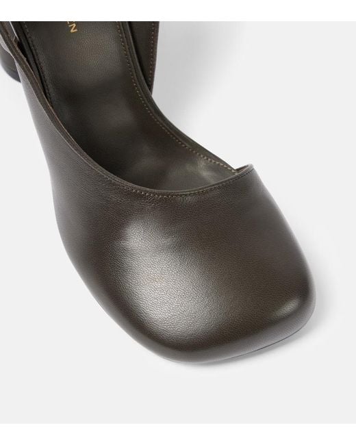 Dries Van Noten Black Leather Slingback Pumps