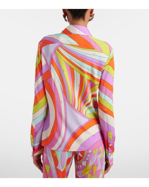 Emilio Pucci Pink Iride Satin Jersey Shirt