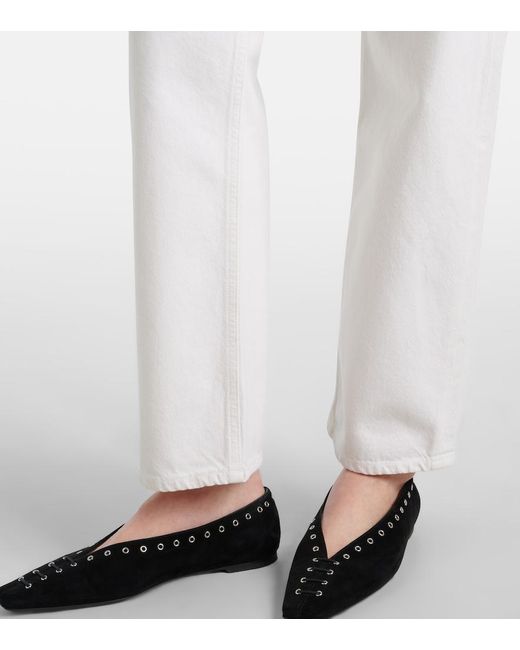 Agolde White 90's Mid-Rise Straight Jeans
