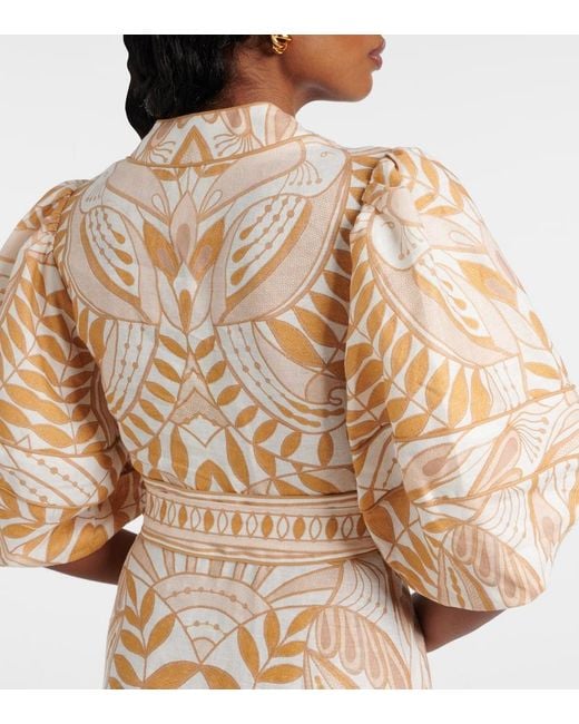 Farm Rio Natural Bedrucktes Minikleid Aus Leinen