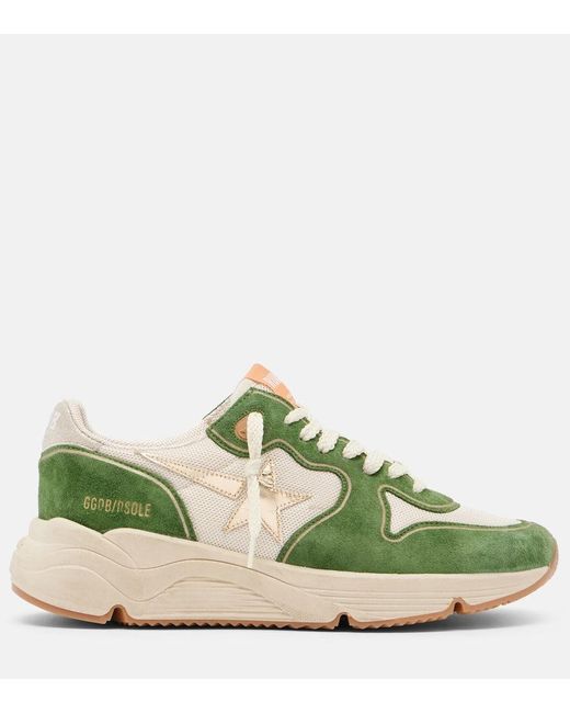 Golden Goose Deluxe Brand Green Sneakers Running Aus Veloursleder