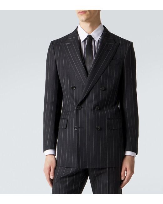 Tom Ford Black Striped Wool Blazer for men