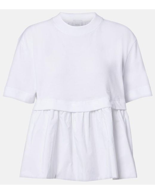 Patou White Cotton Jersey And Faille T-Shirt