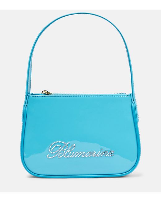 Blumarine Logo Patent Leather Shoulder Bag in Blue | Lyst