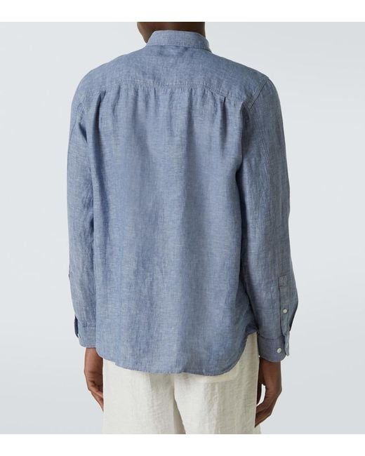 Orlebar Brown Blue Justin Linen Chambray Shirt for men