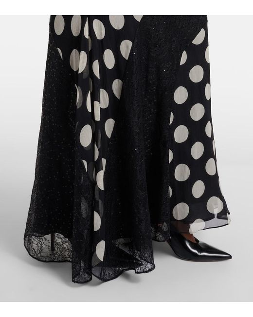 Nina Ricci Black Polka-Dot Silk Maxi Dress