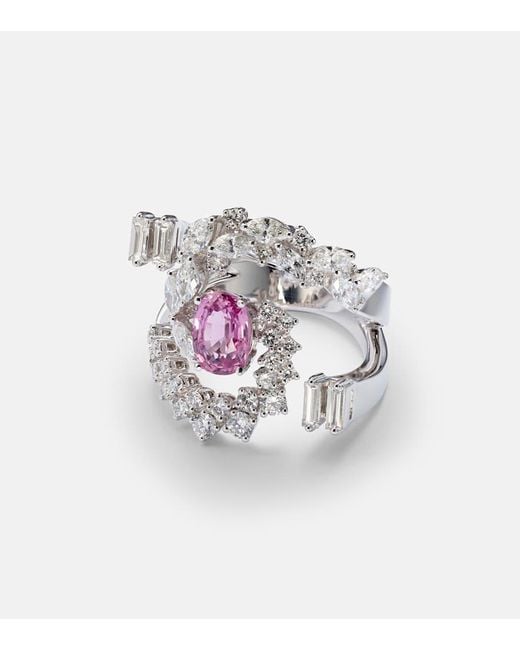 YEPREM White Reign Supreme 18Kt Ring With Diamonds And Sapphire