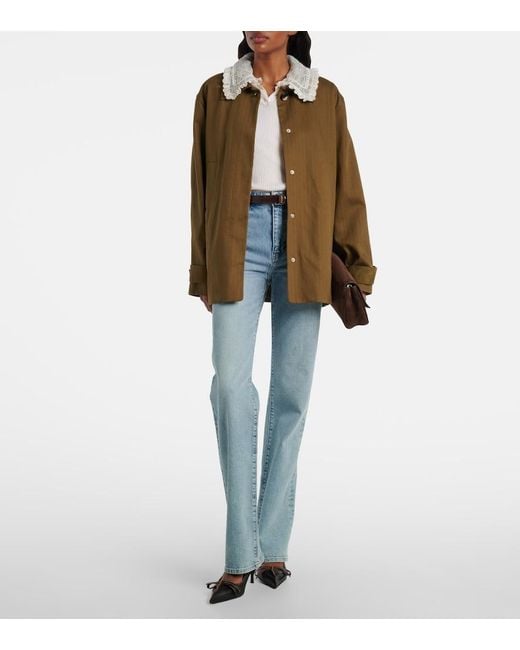 FRAME Blue Arrow High-Rise Bootcut Jeans