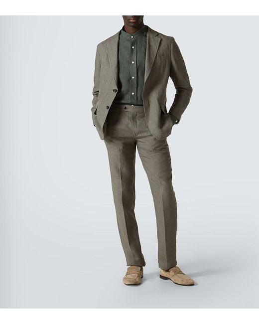 Rubinacci Green Linen Blazer for men