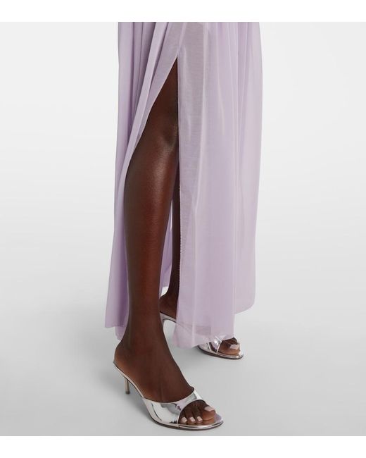JACQUES WEI Purple Sequined Paneled Maxi Dress