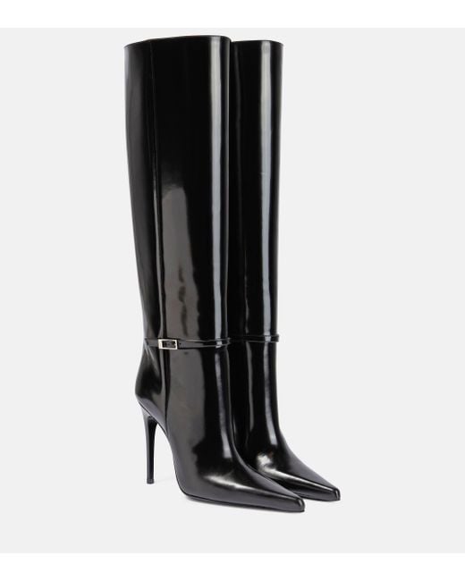 Saint Laurent Black Vendome 110 Leather Knee-high Boots