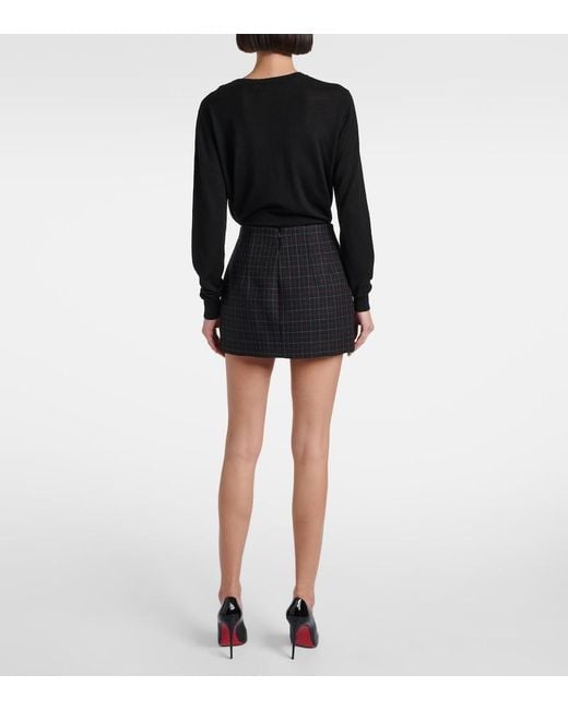 Wardrobe NYC Black Checked Wool Miniskirt