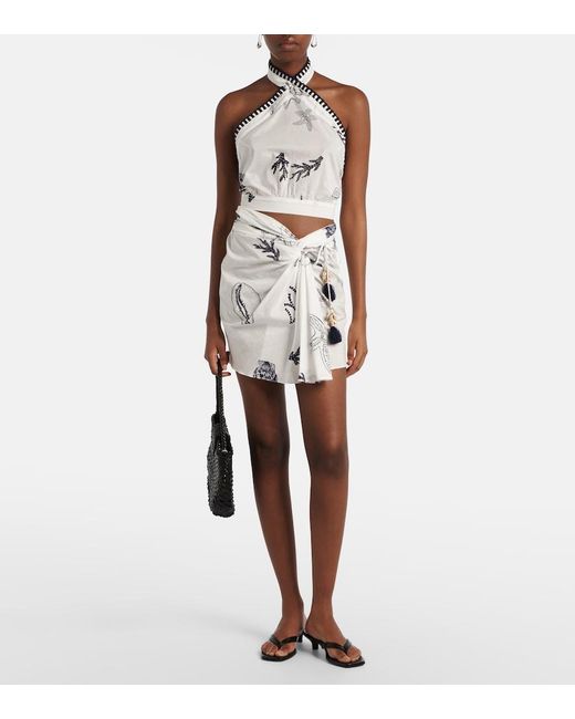 Poupette White Tilda Printed Cotton Wrap Skirt